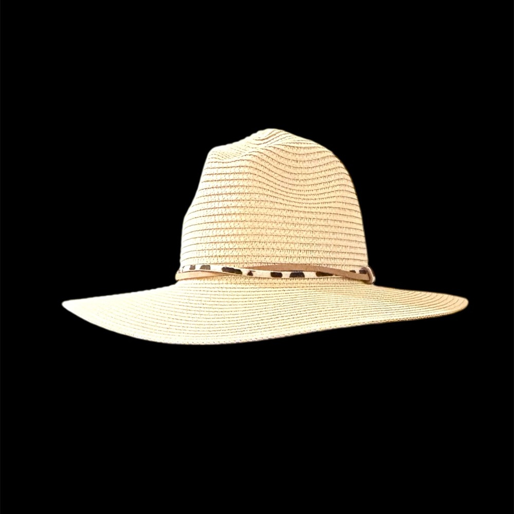 Cream Straw Fedora with Cow Print Accent Band (Giftcraft / Charlie Paige)